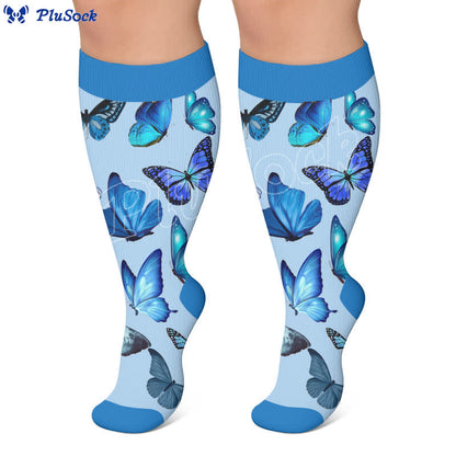 Plus Size Mint Butterfly Kompressionsstrümpfe - image 4
