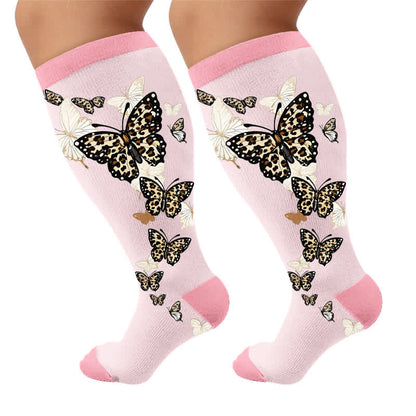 Plus Size Mint Butterfly Kompressionsstrümpfe - Rosa (1 Paar) - 4XL - image 6