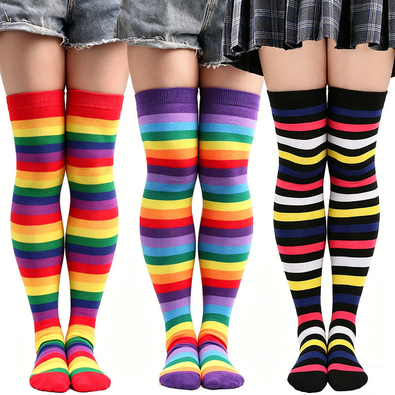 Regenbogenstreifen-Oberschenkelstrümpfe - image 0