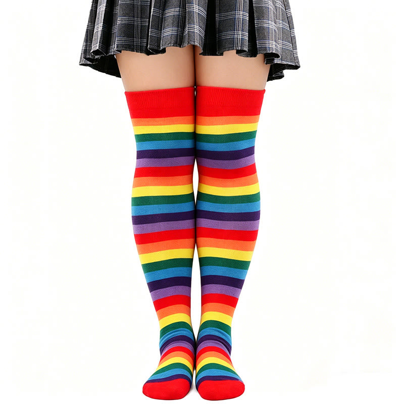 Regenbogenstreifen-Oberschenkelstrümpfe - F - Einheitsgröße - image 8