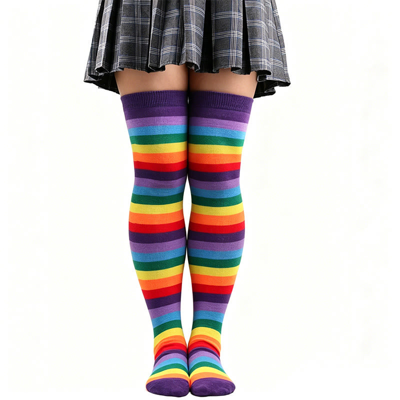 Regenbogenstreifen-Oberschenkelstrümpfe - D - Einheitsgröße - image 6