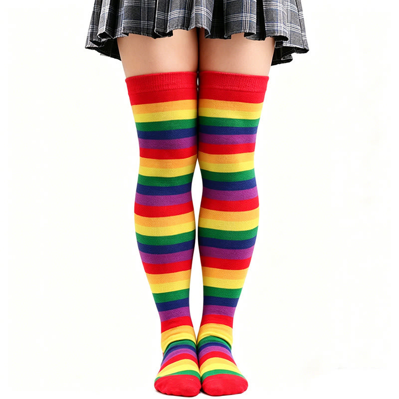 Regenbogenstreifen-Oberschenkelstrümpfe - C - Einheitsgröße - image 5
