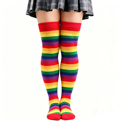 Regenbogenstreifen-Oberschenkelstrümpfe - C - Einheitsgröße - image 5