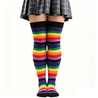 Regenbogenstreifen-Oberschenkelstrümpfe - A - Einheitsgröße - image 3