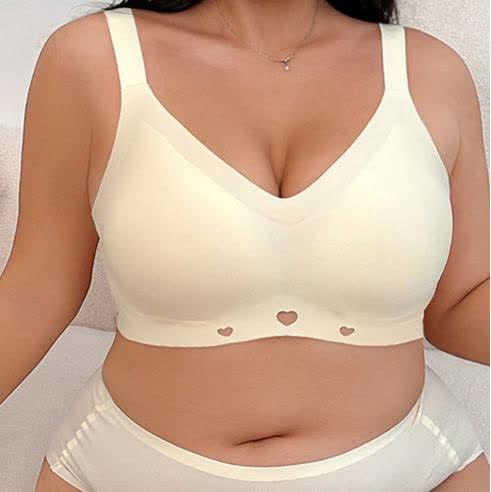 Weicher, nahtloser, kabelloser V-Ausschnitt-BH - Beige - 4XL - image 0