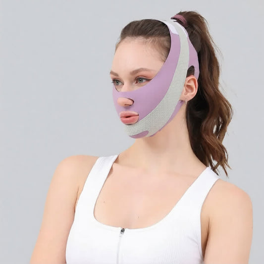 Doppelseitiger, elastischer, straffender Gesichtswickel - Lila - image 0