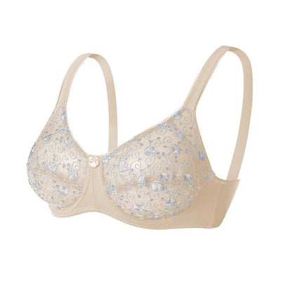 BHs mit silbernem Blumenstickmuster für volle Abdeckung - Aprikose - 44 - D - image 10