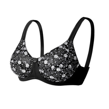 BHs mit silbernem Blumenstickmuster für volle Abdeckung - Schwarz - 44 - D - image 9
