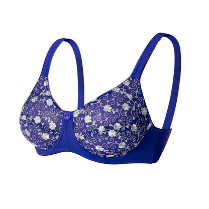 BHs mit silbernem Blumenstickmuster für volle Abdeckung - Blau - 44 - D - image 12