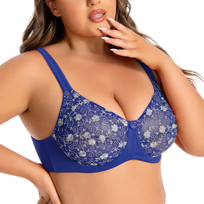 BHs mit silbernem Blumenstickmuster für volle Abdeckung - image 6