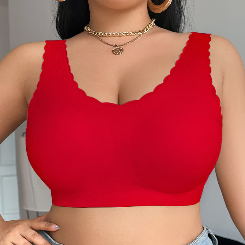 Nahtloser kabelloser BH mit breiten Trägern - Rot - 4XL - image 5