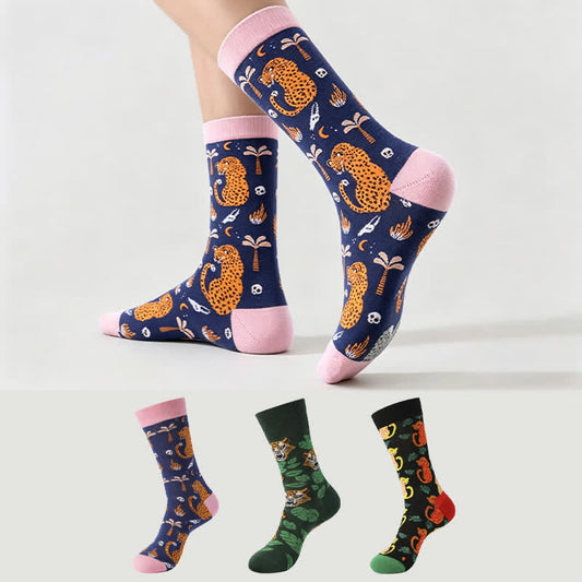 Viertelsocken mit Waldleopardenmuster (3 Paar) - Mehrfarbig - EU38-45 (US5-11) - image 0