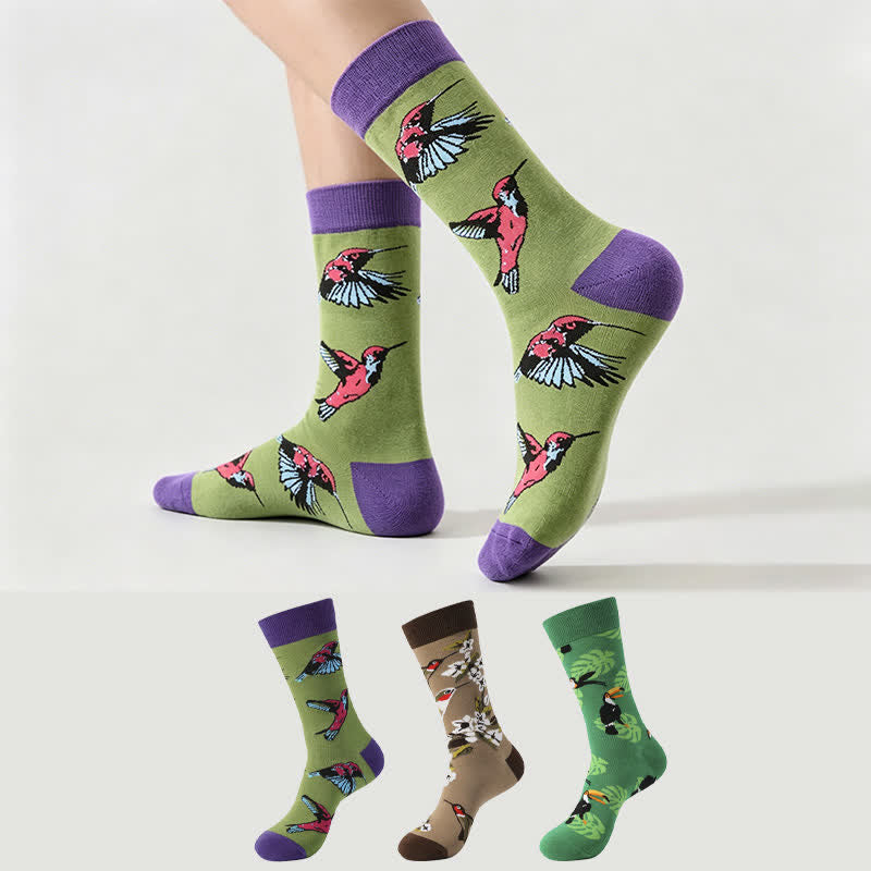 Tropische Vogelviertel-Socken (3 Paar) - Mehrfarbig - EU38-45 (US5-11) - image 0