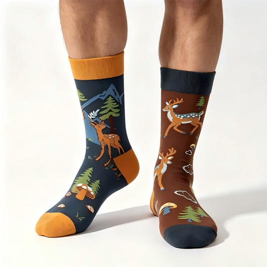 Waldhirsch-Cartoon-Viertel-Socken - Braun - EU36-43 (US3-9) - image 0