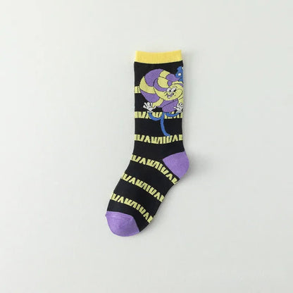 Lustige Socken mit Cartoon-Gittermuster (4 Paar) - Lila - EU36-40 (US3-7) - image 4