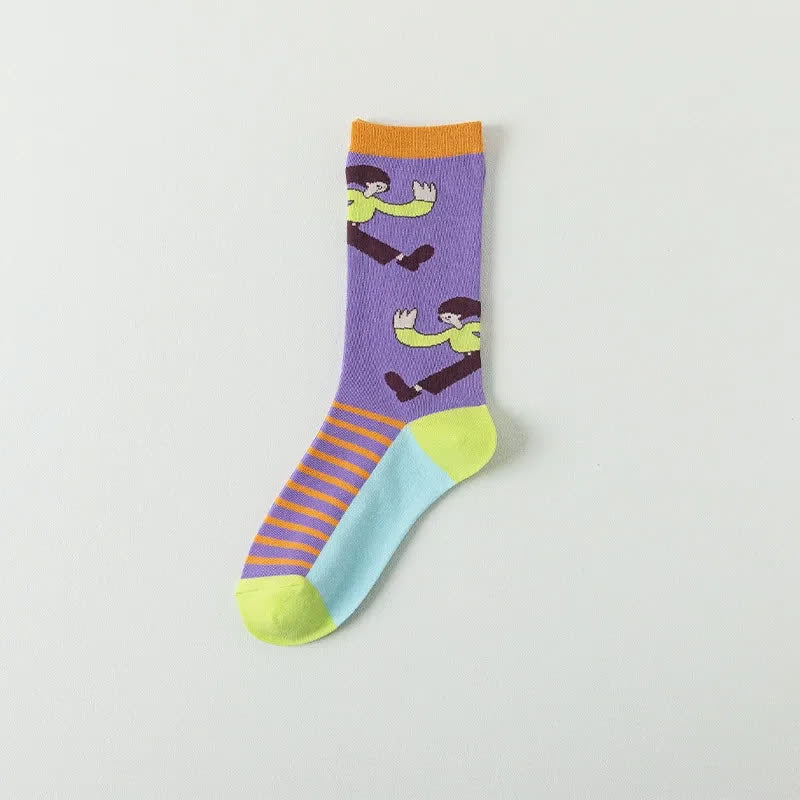 Viertelsocken mit niedlichen Cartoon-Motiven (4 Paar) - Lila - EU36-40 (US3-7) - image 10