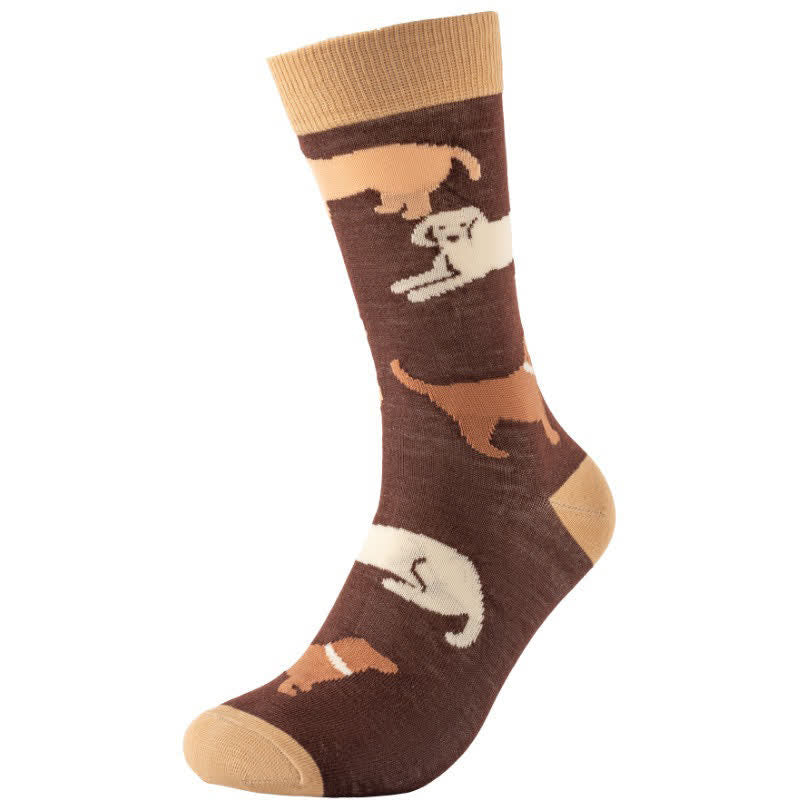 Verspielte Hunde-Kaninchen-Viertel-Socken - Braun - EU38-45 (US5-11) - image 1
