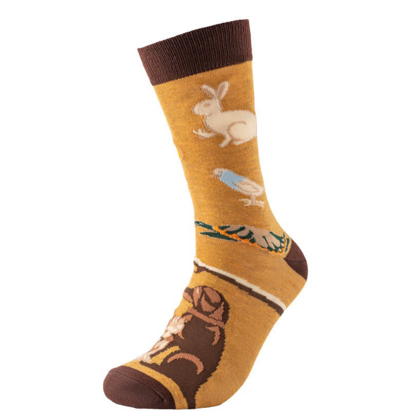 Verspielte Hunde-Kaninchen-Viertel-Socken - Gelb - EU38-45 (US5-11) - image 4