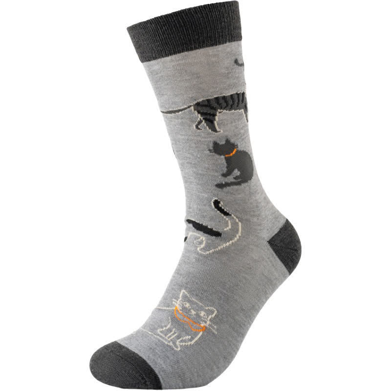 Niedliche Katzen-Socken (4 Paar) - Grau - EU38-45 (US5-11) - image 3