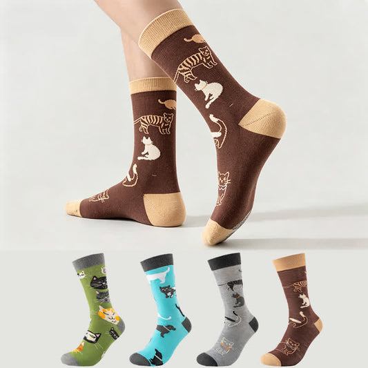 Niedliche Katzen-Socken (4 Paar) - Mehrfarbig - EU38-45 (US5-11) - image 0
