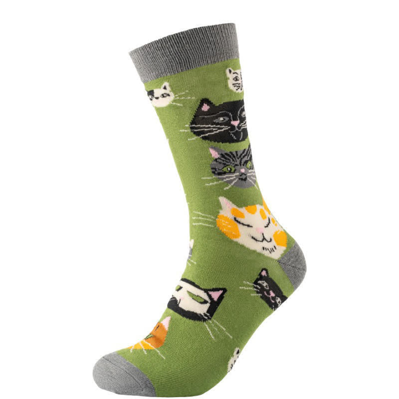 Niedliche Katzen-Socken (4 Paar) - Grün - EU38-45 (US5-11) - image 2