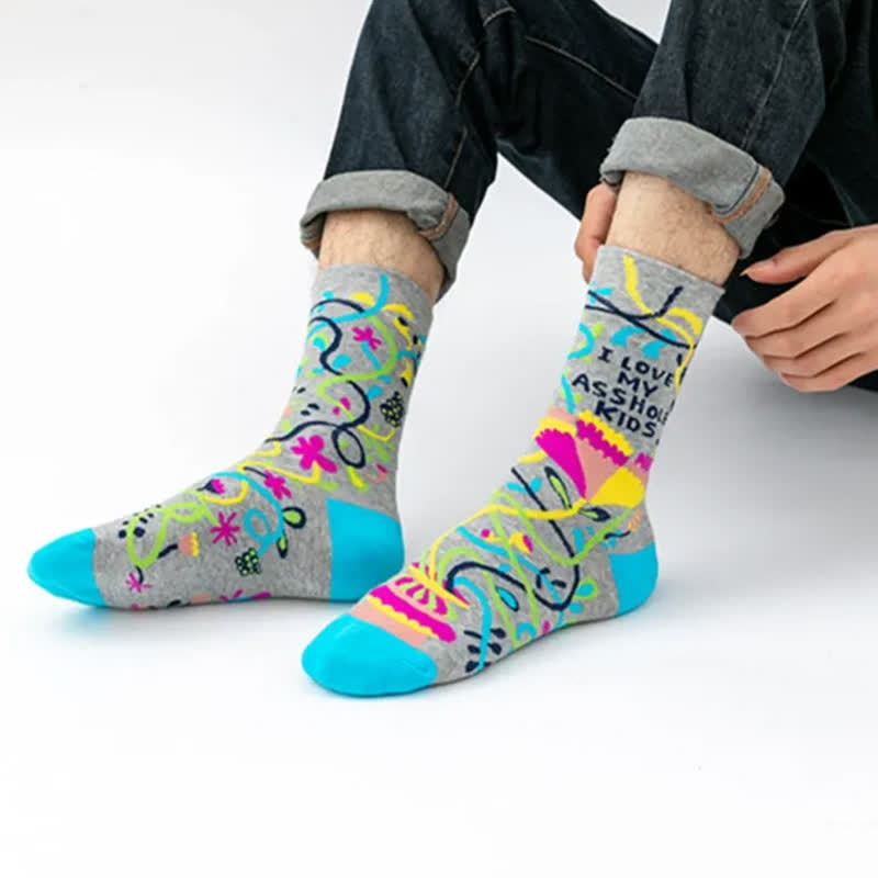 Lustige, bunte Viertelsocken mit Blumenmuster (5 Paar) - image 3