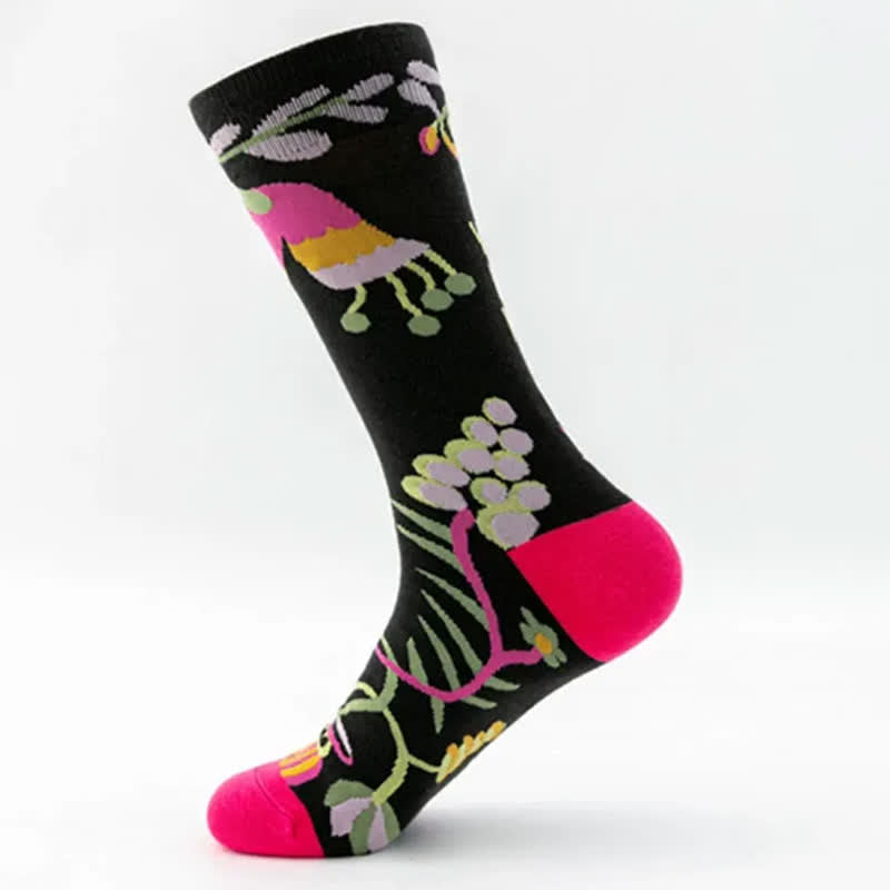 Lustige, bunte Viertelsocken mit Blumenmuster (5 Paar) - image 8