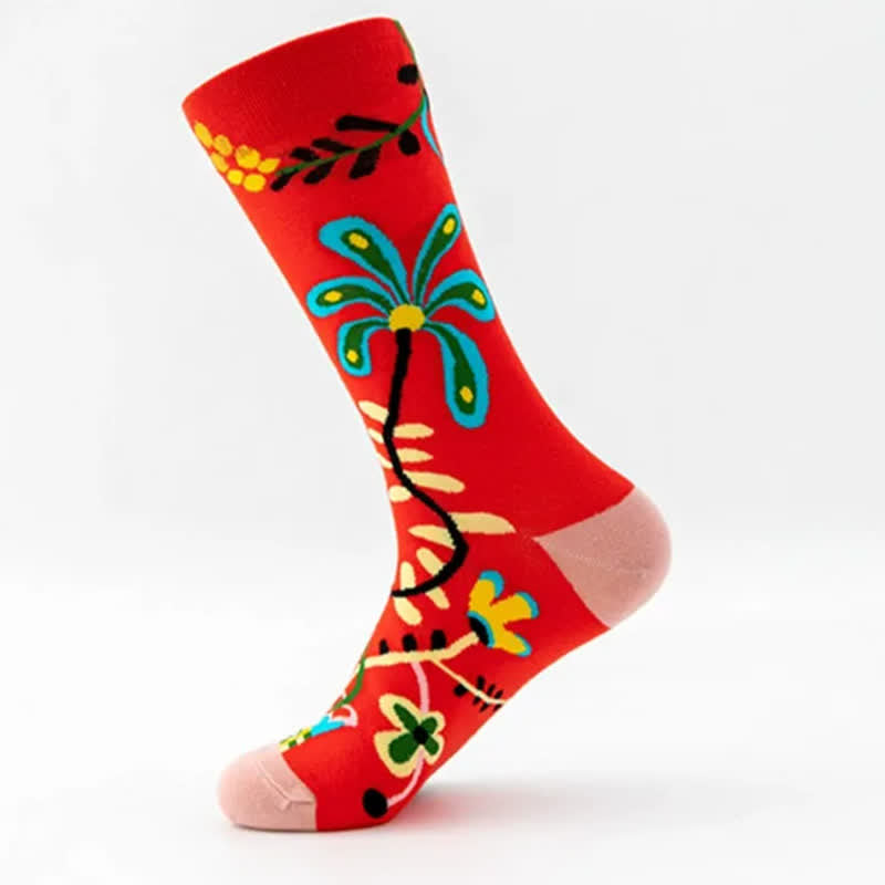 Lustige, bunte Viertelsocken mit Blumenmuster (5 Paar) - image 6
