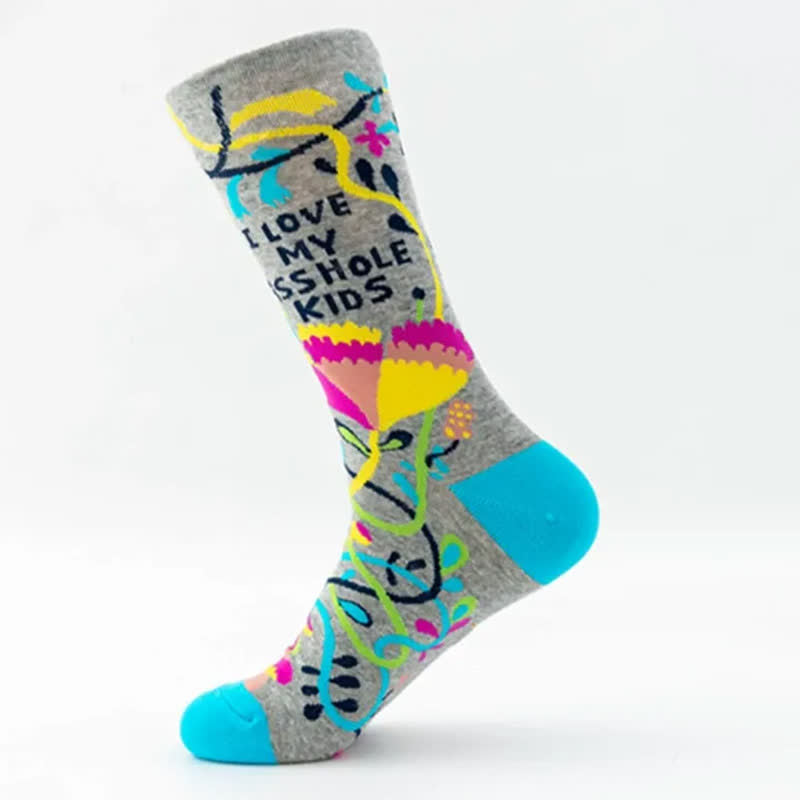 Lustige, bunte Viertelsocken mit Blumenmuster (5 Paar) - image 4
