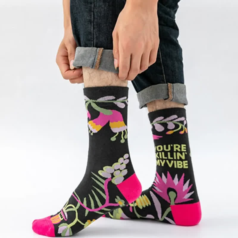 Lustige, bunte Viertelsocken mit Blumenmuster (5 Paar) - image 2
