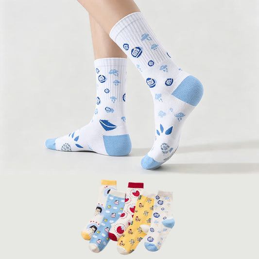 Niedliche Socken mit süßem Muster für das tägliche Vierteljahr (5 Paar) - image 0