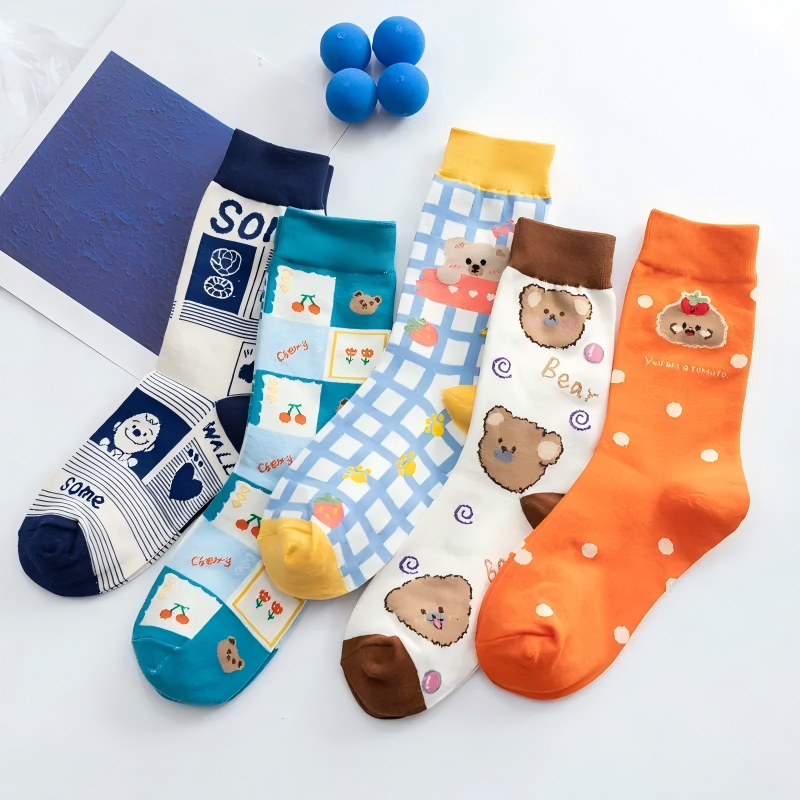 Niedliche Socken mit Tiermotiven (5 Paar) - Mehrfarbig - EU35-41 (US2-7,5) - image 1