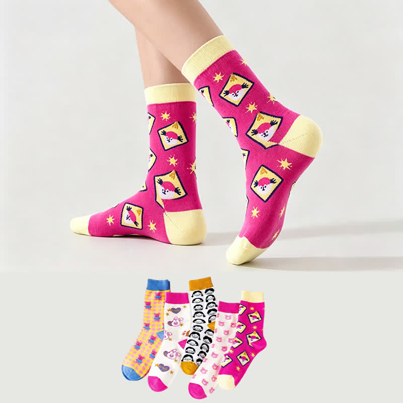 Niedliche Cartoon-Socken (5 Paar) - image 0