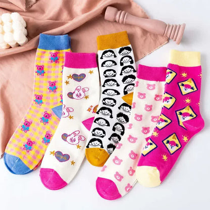 Niedliche Cartoon-Socken (5 Paar) - Mehrfarbig - EU35-41 (US2-7,5) - image 1