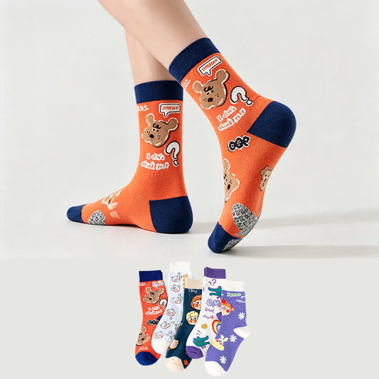 Viertelsocken mit niedlichem Bärenmuster (5 Paar) - image 0