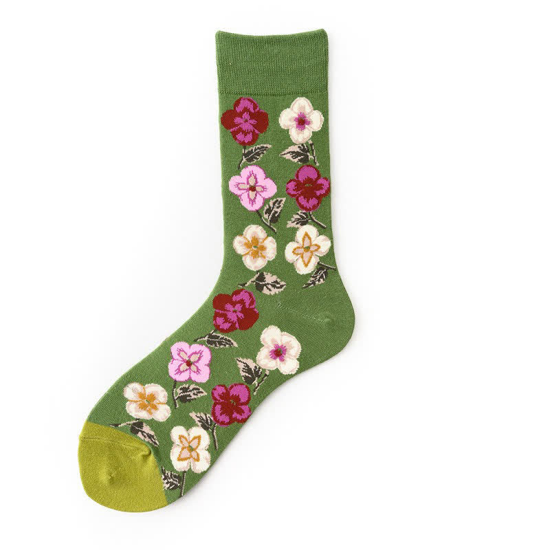Viertelsocken mit Blumenmuster und Farbblockmuster (5 Paar) - Hellgrün - EU36-43 (US3-9) - image 3