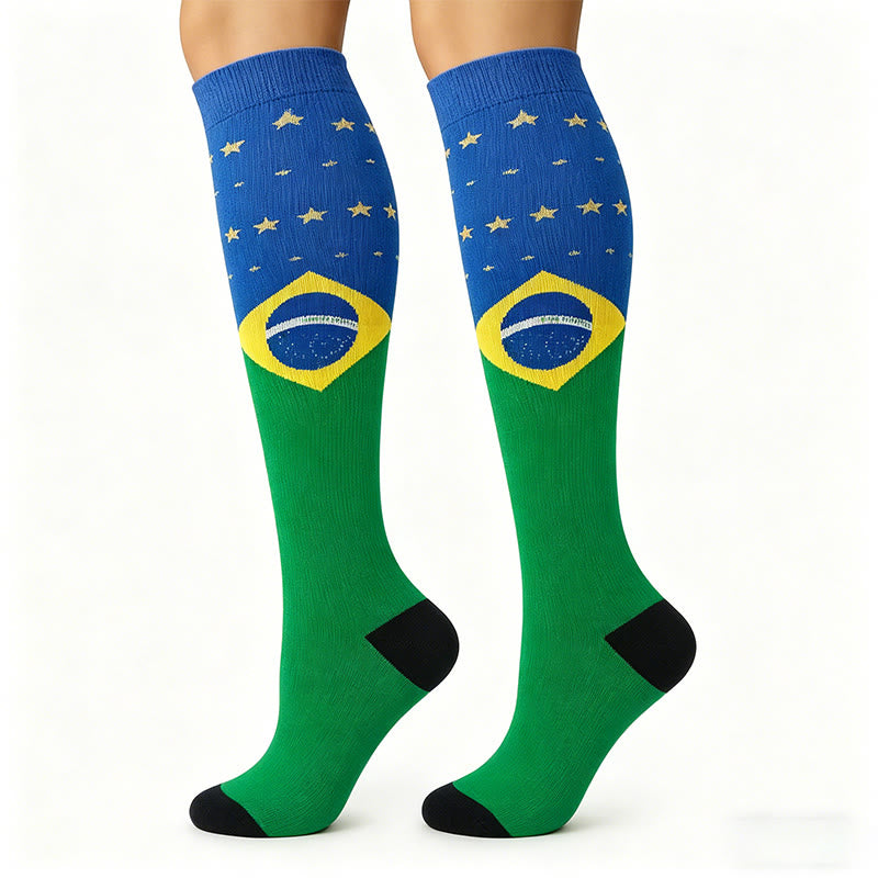 Kompressionsstrümpfe mit Nationalflaggenmotiven (6 Paar) - Brasilien - S/M - image 3