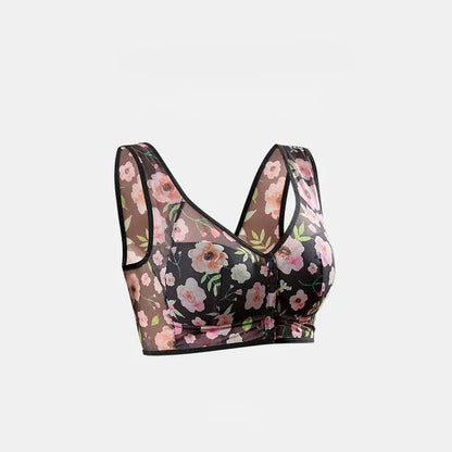 Kabelloser BH mit Blumenmuster und Vorderverschluss - Schwarz - 6L - image 3