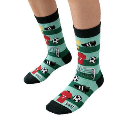 Fußballstreifen-Baumwollsocken (3 Paar) - Grün - EU39-44 (US6-10) - image 2