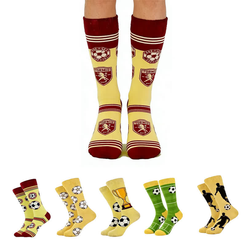 Trendige Viertelsocken mit Fußballmuster (5 Paar) - image 0