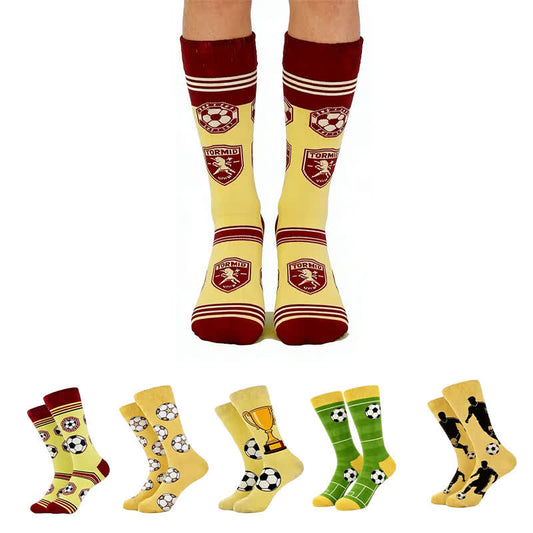 Trendige Viertelsocken mit Fußballmuster (5 Paar) - image 0