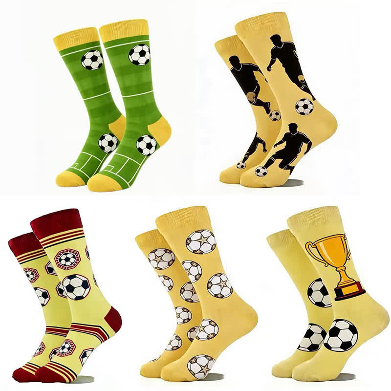Trendige Viertelsocken mit Fußballmuster (5 Paar) - Mehrfarbig - EU39-44 (US6-10) - image 6
