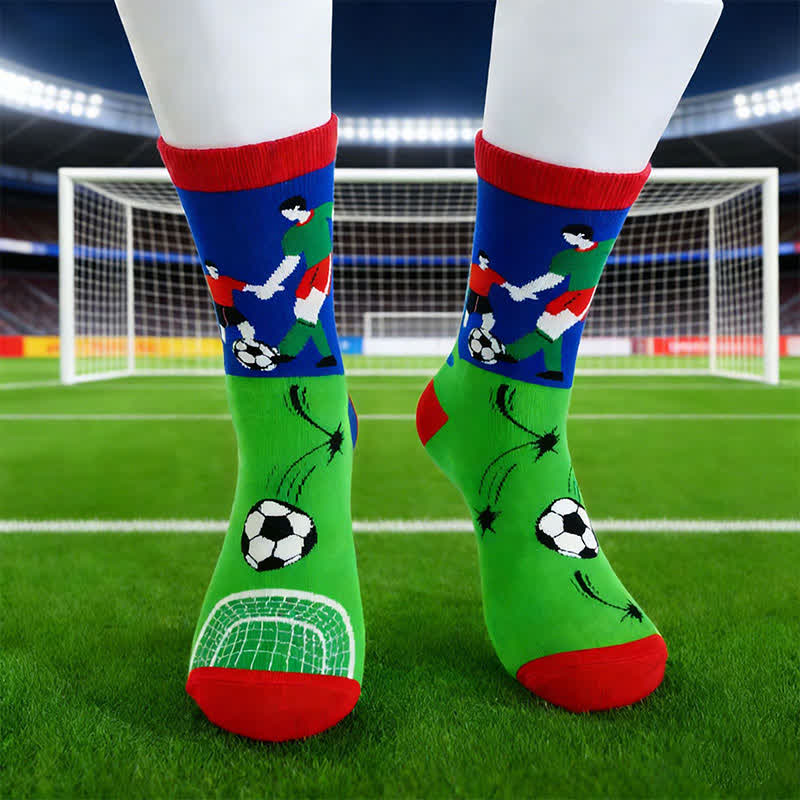 Atmungsaktive Baumwollsocken mit Fußball-Slogan (6 Paar) - image 1