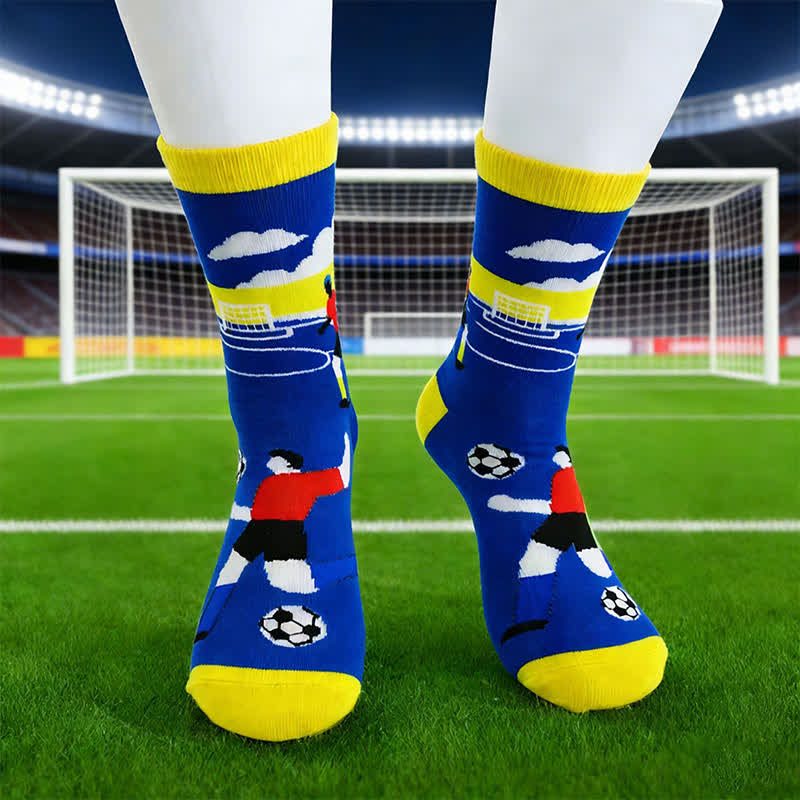 Atmungsaktive Baumwollsocken mit Fußball-Slogan (6 Paar) - image 3