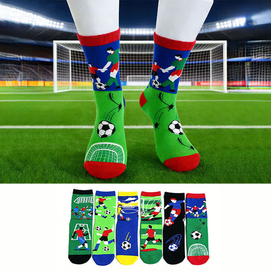 Atmungsaktive Baumwollsocken mit Fußball-Slogan (6 Paar) - image 0