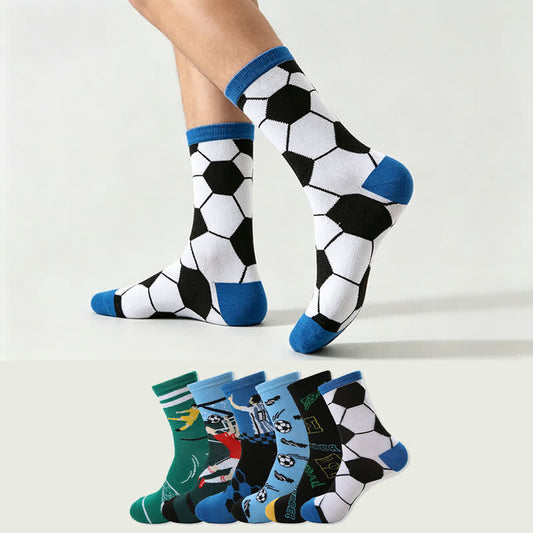 Lässige Viertelsocken mit Fußballmuster (6 Paar) - image 0