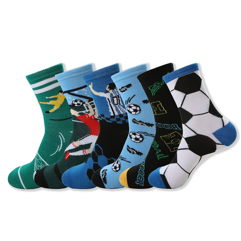 Lässige Viertelsocken mit Fußballmuster (6 Paar) - Mehrfarbig - EU39-44 (US6-10) - image 1