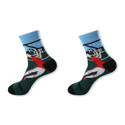 Lässige Viertelsocken mit Fußballmuster (6 Paar) - image 3