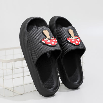 Gepolsterte Plateau-Slipper mit Pilzmotiv - Schwarz - EU44-45 (US10-11) - image 3