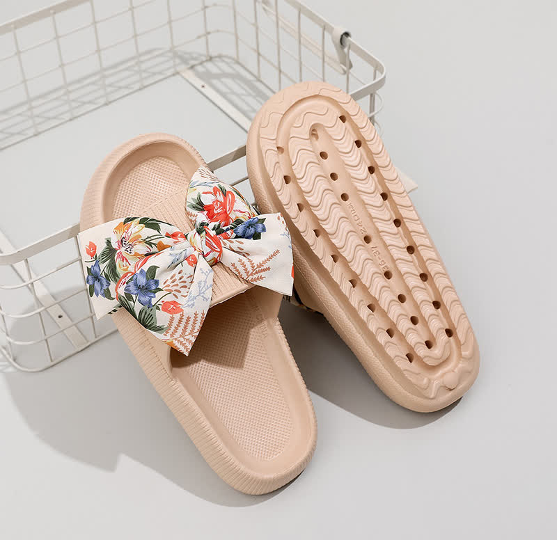 Plateau-Slipper mit floraler Schleife - Khaki - EU44-45 (US10-11) - image 4